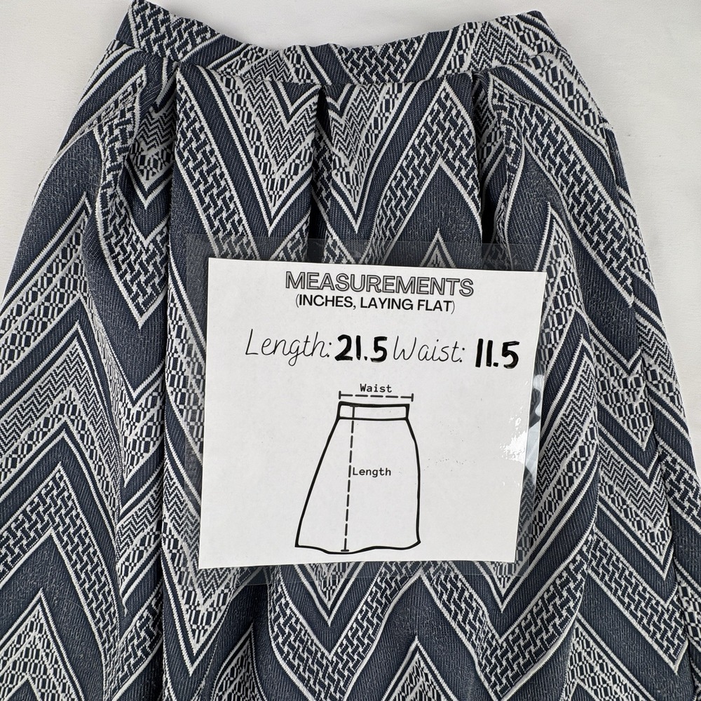 JOE B Chevron A-Line Skirt Women Small Blue White Geometric Y2K Cottagecore Boho - Picture 8 of 8